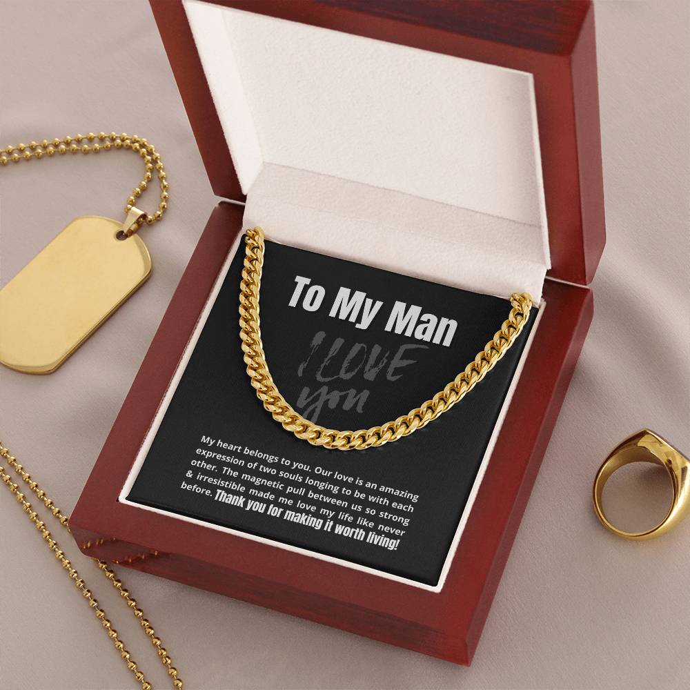 To My Man - My Heart Belongs To You - Cuban Link Chain Necklace