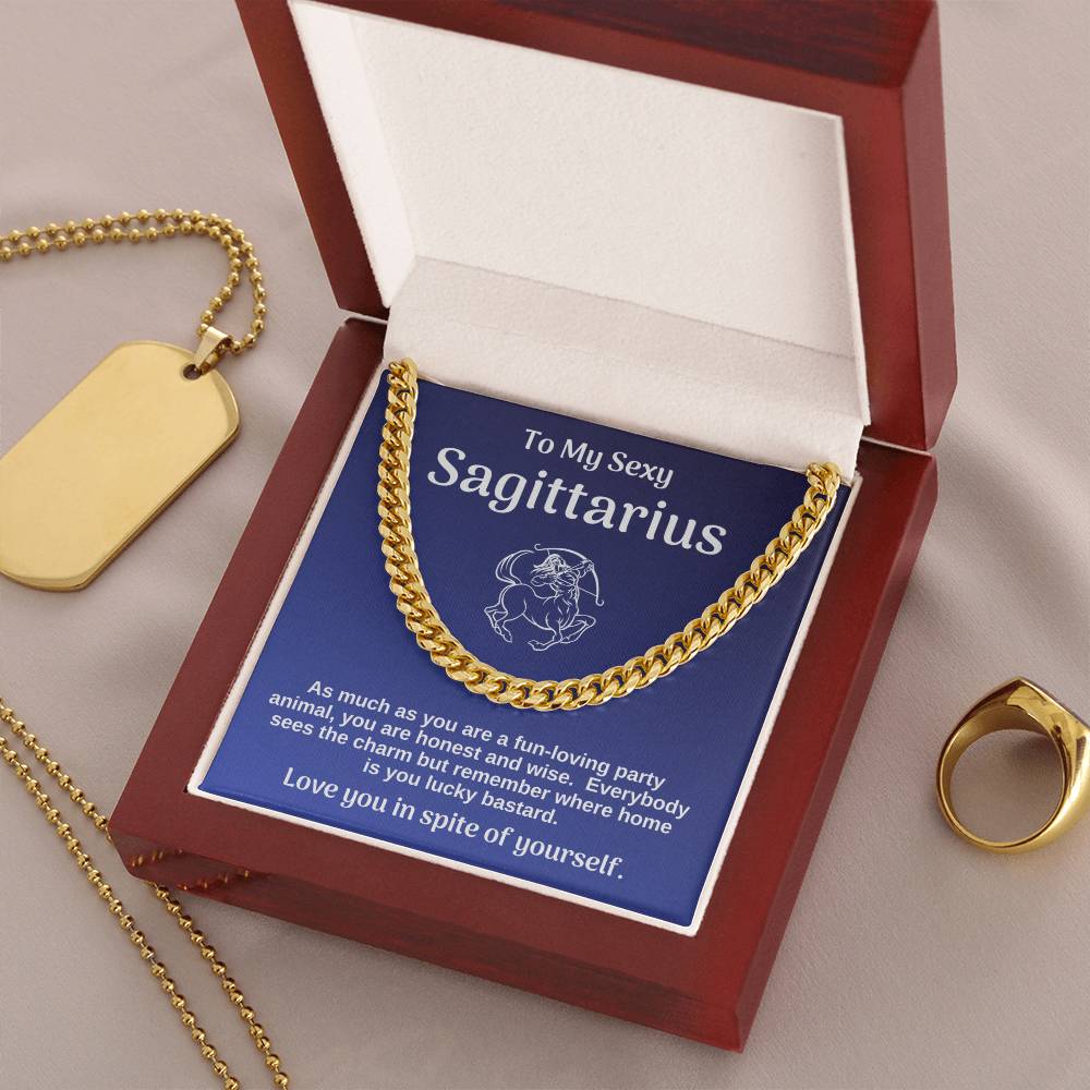My Sexy Sagittarius Cuban Chain Link Necklace Gift From Wife Cuban Link Chain