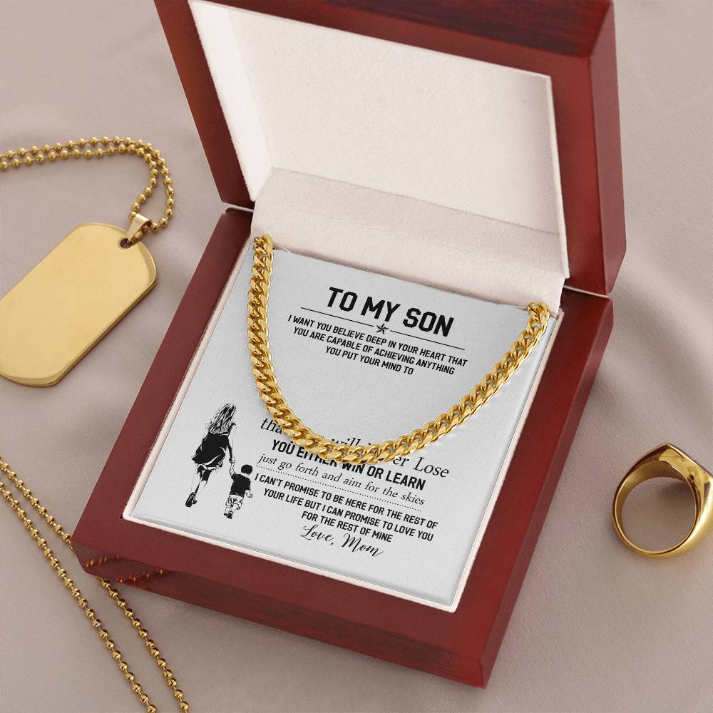 To My Son Cuban Link Chain Necklace