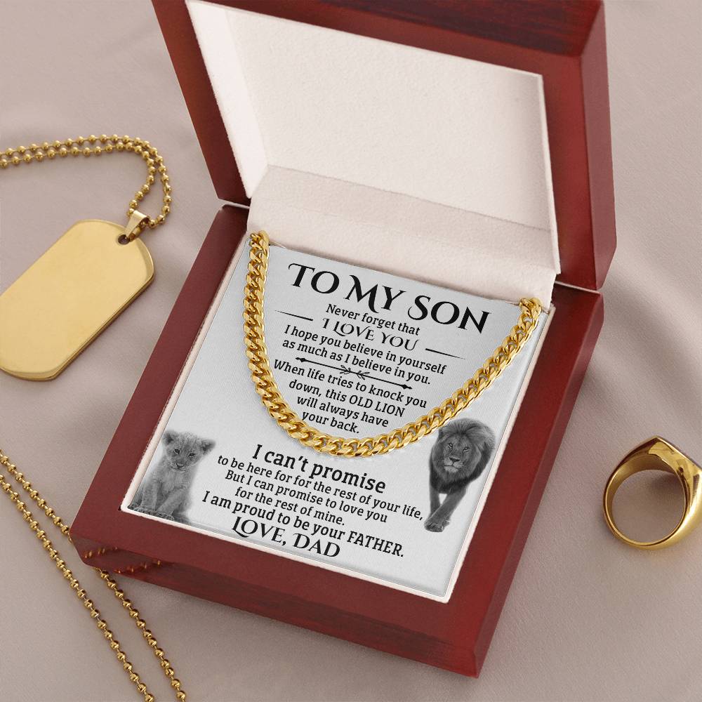 To My Son Gift From Dad Father To Son Chain Necklace Sentimental Gift For Son Cuban Link Chain