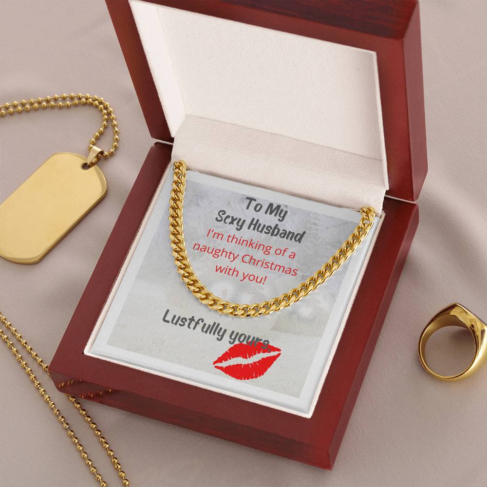 Thinking Of A Naughty Christmas Sexy Cuban Link Chain Necklace For Husband