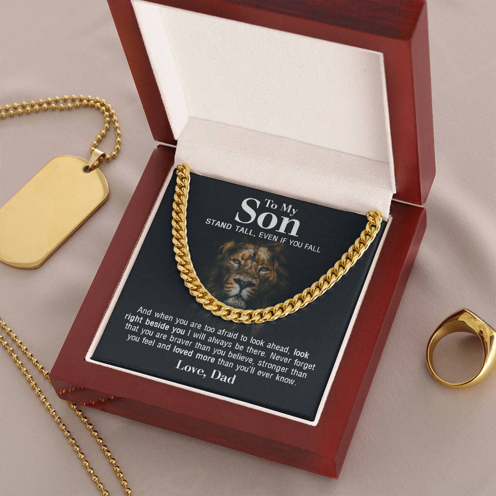To My Son - Stand Tall From Dad  Cuban Link Chain Necklace