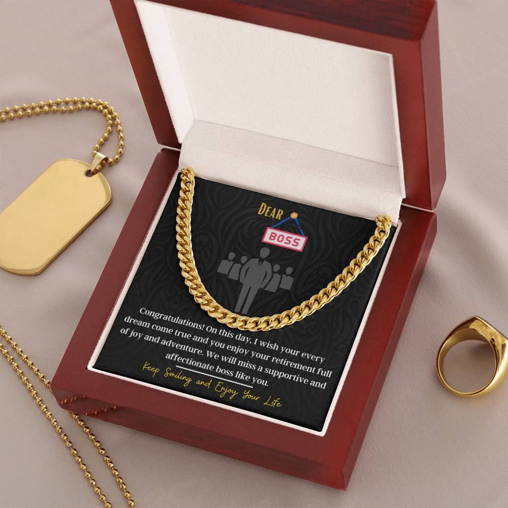 Retirement Gifts For Boss Cuban Link Chain Necklace Retirement Wishes And Gift For Boss