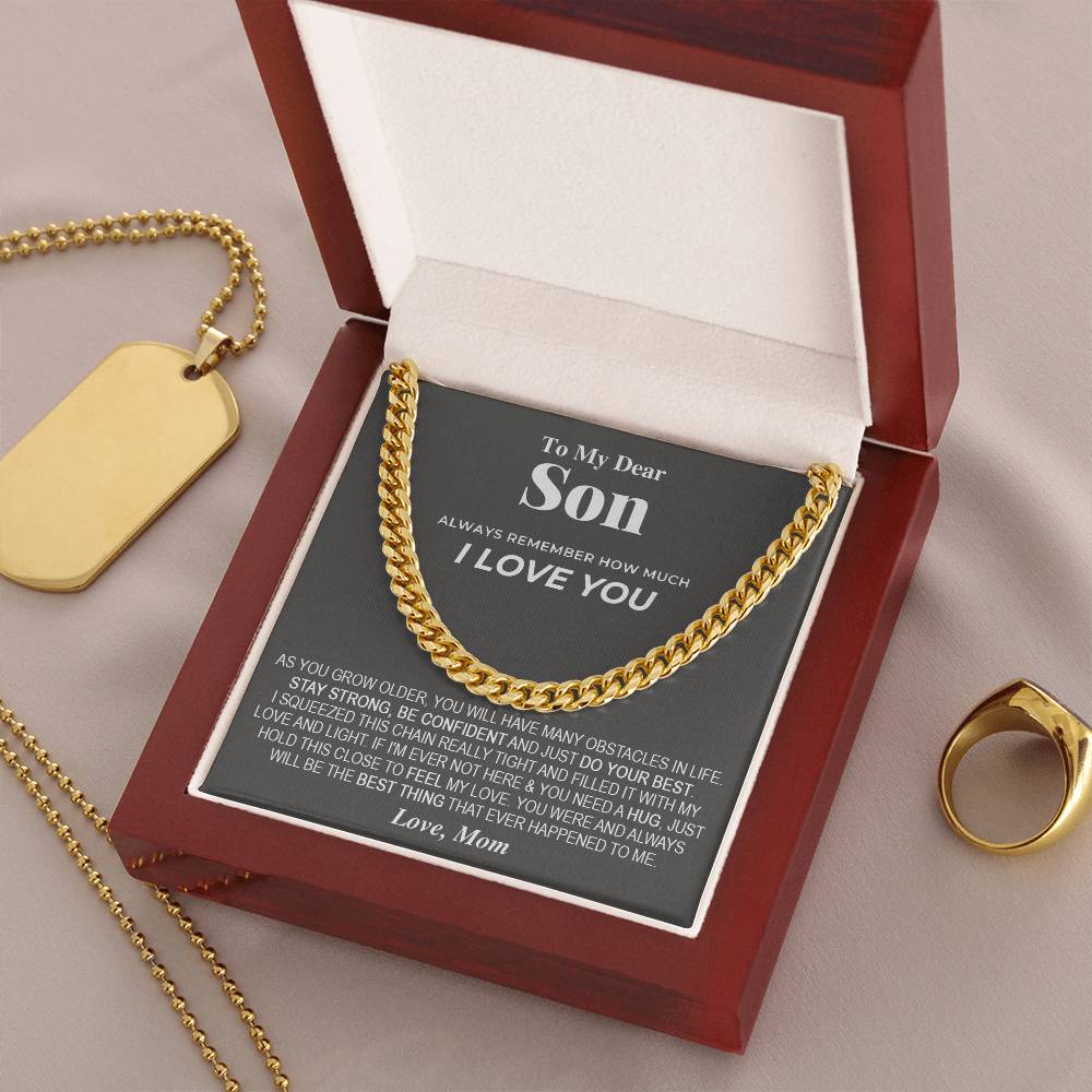To My Dear Son Chain Necklace Gift For Son From Mom Son Birthday Son Graduation Gift Cuban Link Chain