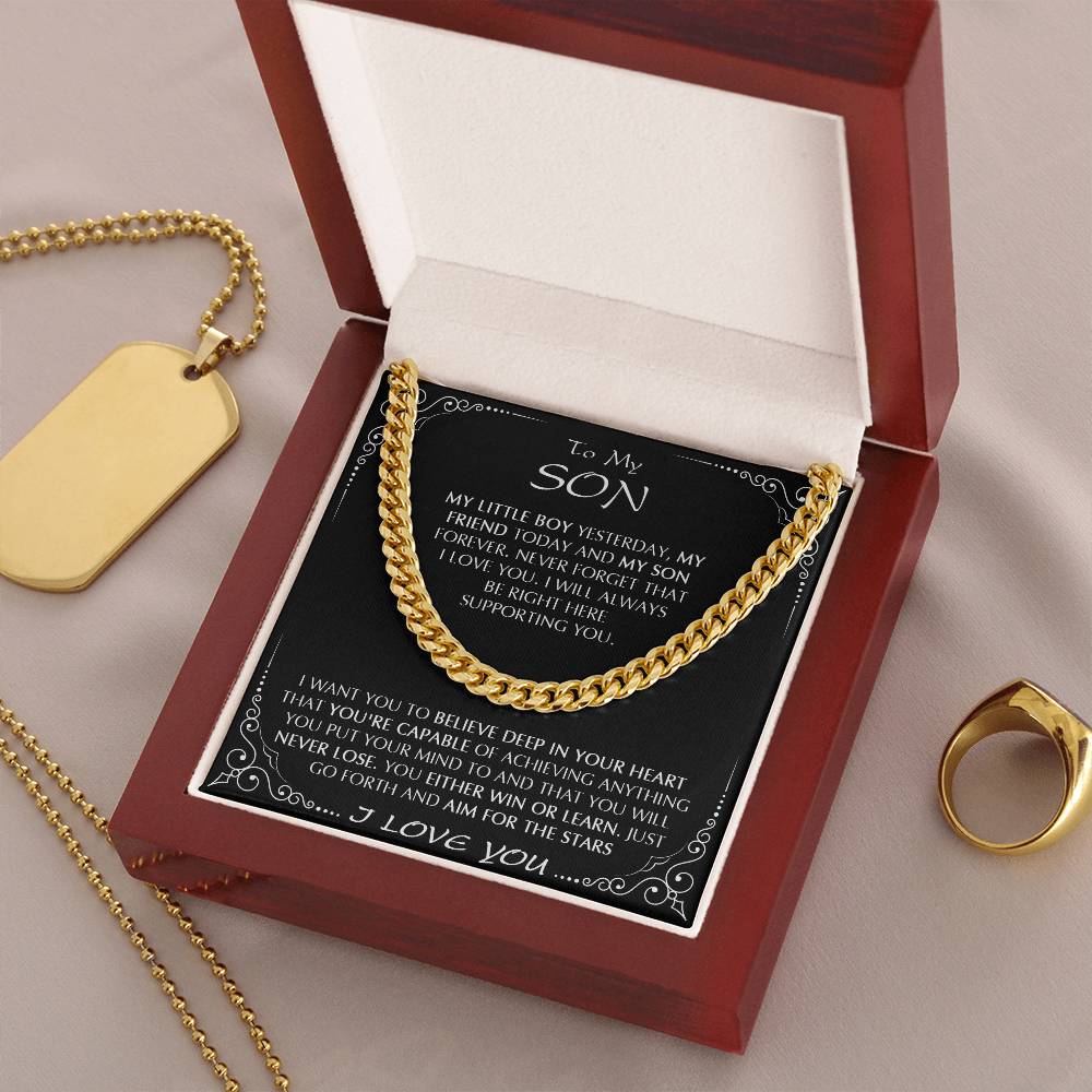 To My Son Necklace Link Chain Necklace Gift For Son From Dad Sentimental Gift For Son Birthday Gift Christmas Gift Cuban Link Chain