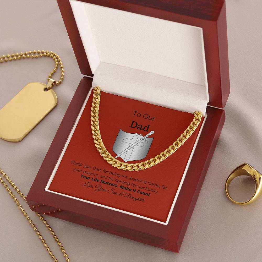 To Our Dad Gift For Him Cuban Link Chain Necklace Cuban Chain Necklace Stainless Steel 14K Yellow Gold Christmas Gift