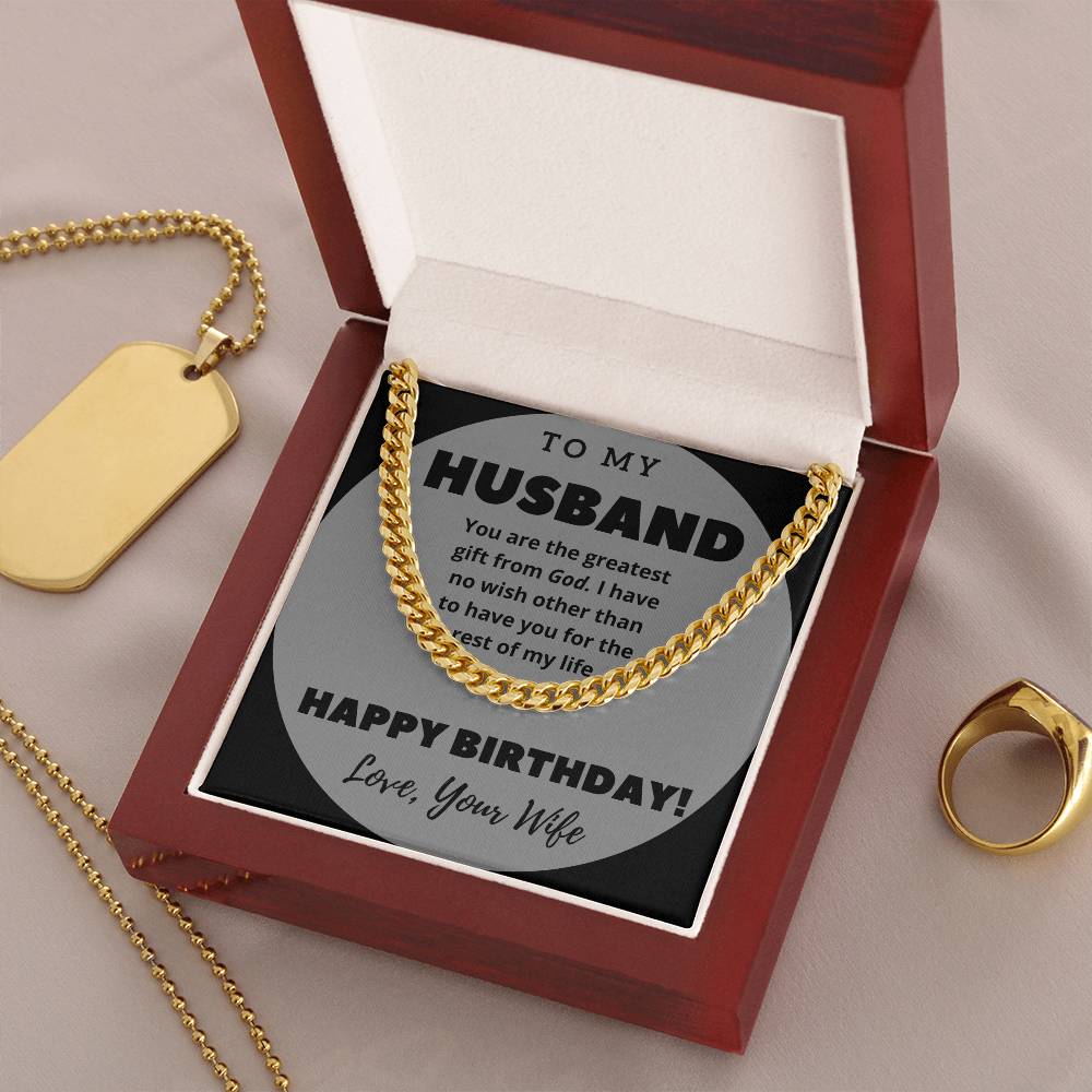 To My Husband Happy Birthday Cuban Link Chain