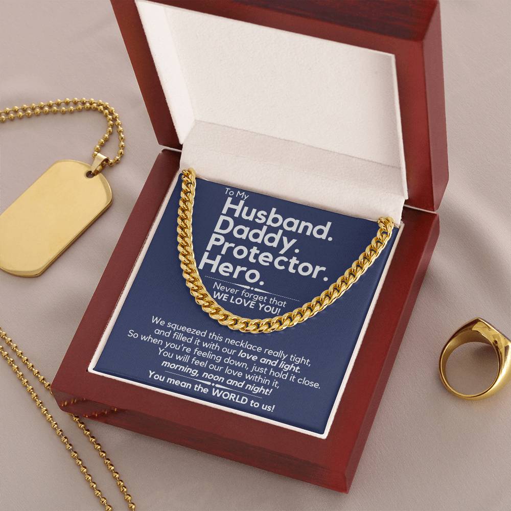 Husbanddaddy - We Love You - Gift Necklace From Family Cuban Link Chain