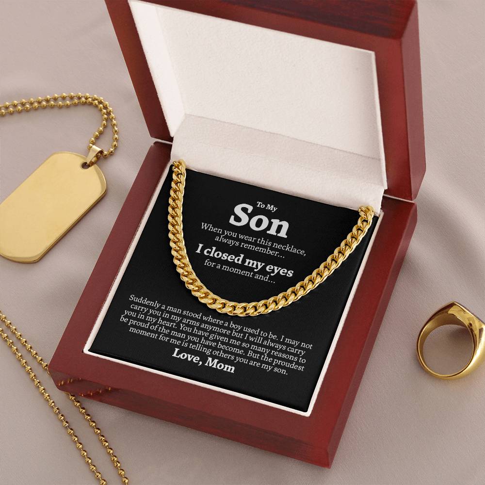 To My Son Chain Necklace Gift For Son From Mom Mother To Son Jewelry Gift Son Birthday Graduation Gift Cuban Link Chain