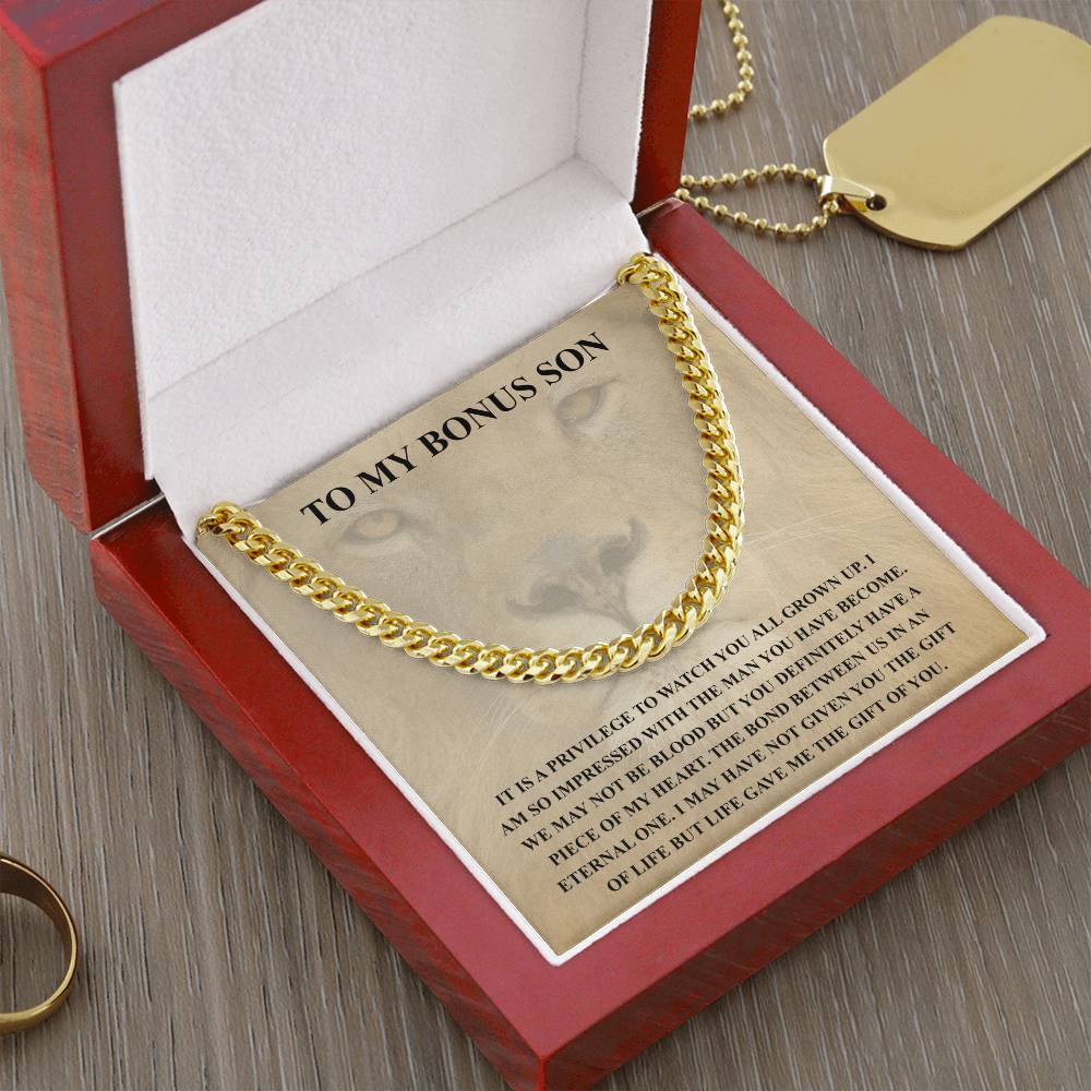 To My Bonus Son Necklace Gift For Step Son Bonus Son Graduation Graduate Gift Fathers Day Father Son Gift Gift From St Cuban Link Chain