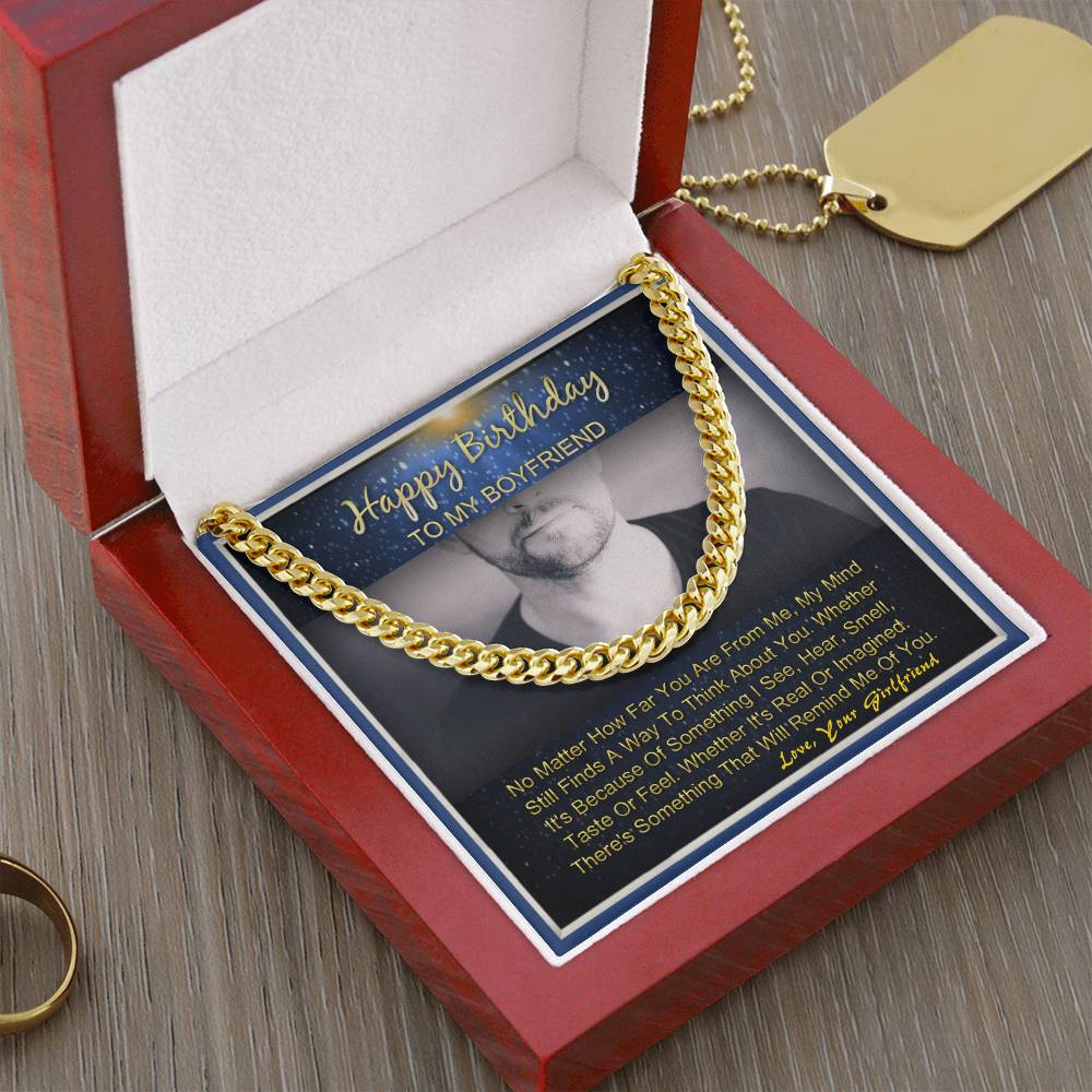 Happy Birthday To My Boyfriend Gifts For Him Cuban Link Necklace Message Card Cuban Link Chain