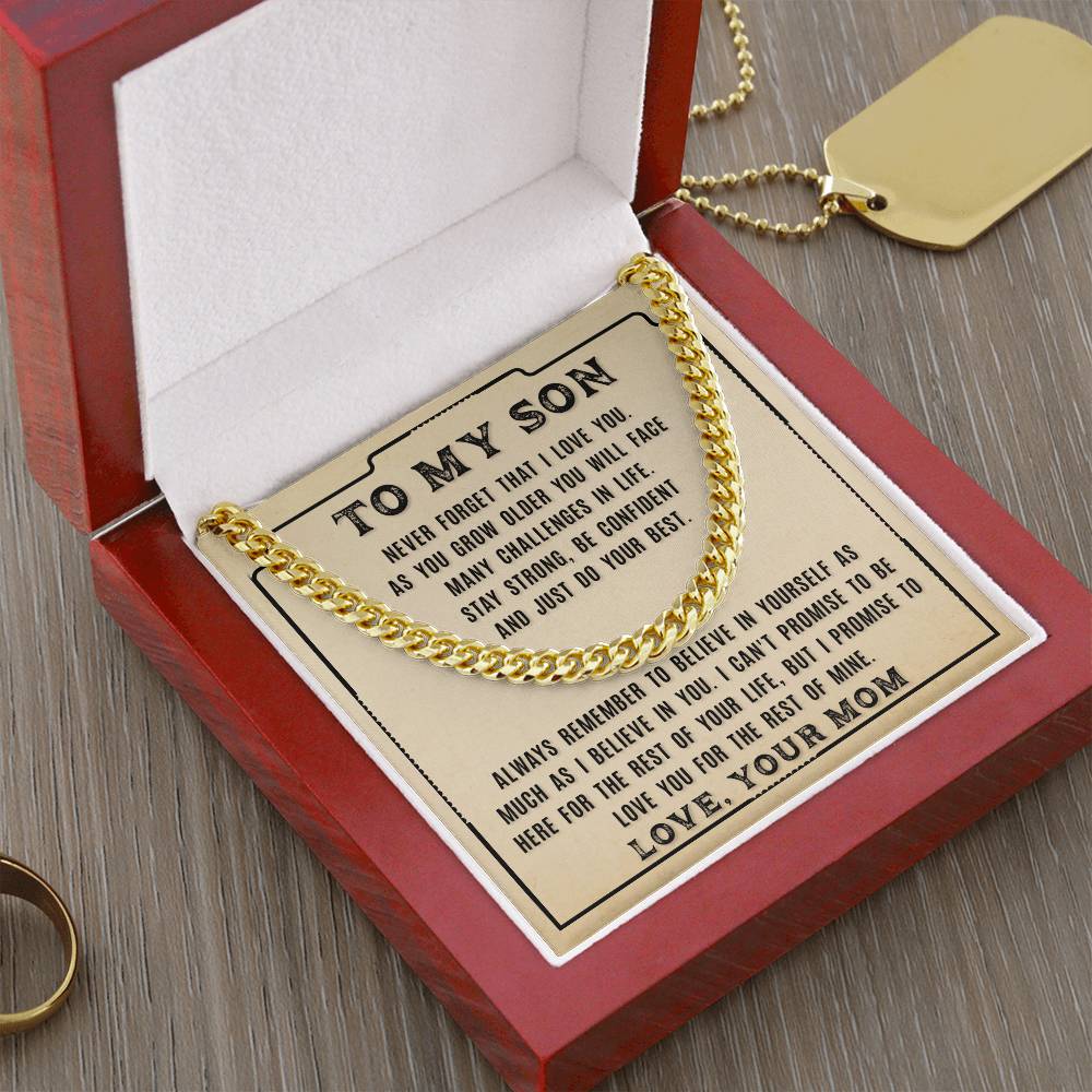 To My Son - Never Forget That -  Cuban Link Chain Necklace