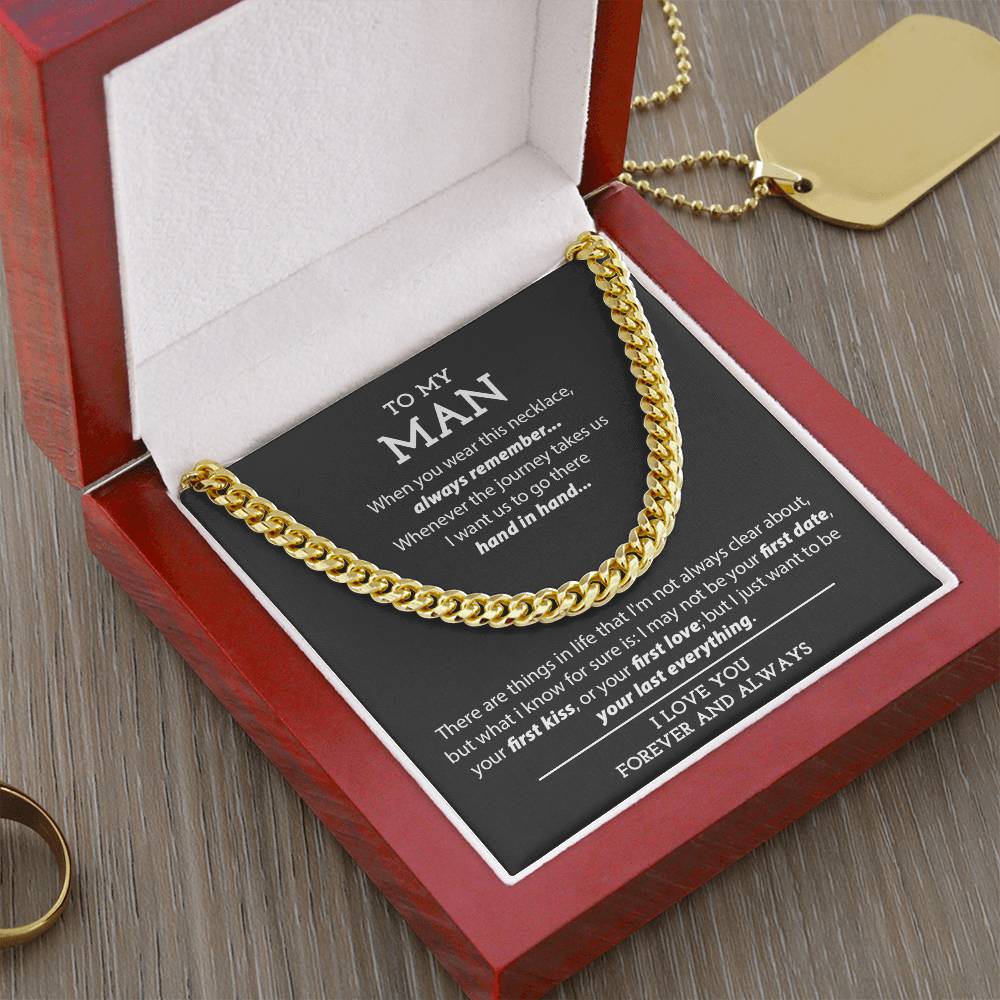 To My Man Necklace Promise Necklace For Him Anniversary Gift For Boyfriend Husband Cuban Link Chain