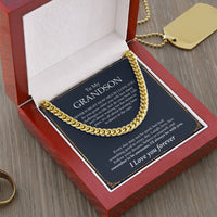 To My Grandson Chain Necklace Gift For Grandson Birthday Grandson Graduation Grown Up Grandson Cuban Link Chain