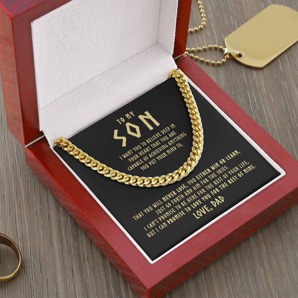 To My Son  Cuban Link Chain Necklace - Viking Style