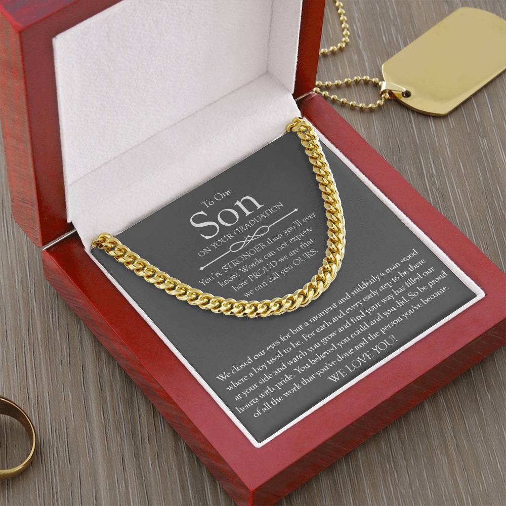 To Our Son Gift On Graduation Day Meaningful Graduation Gift For Son From Mom And Dad Graduation Necklace For Men Cuban Link Chain