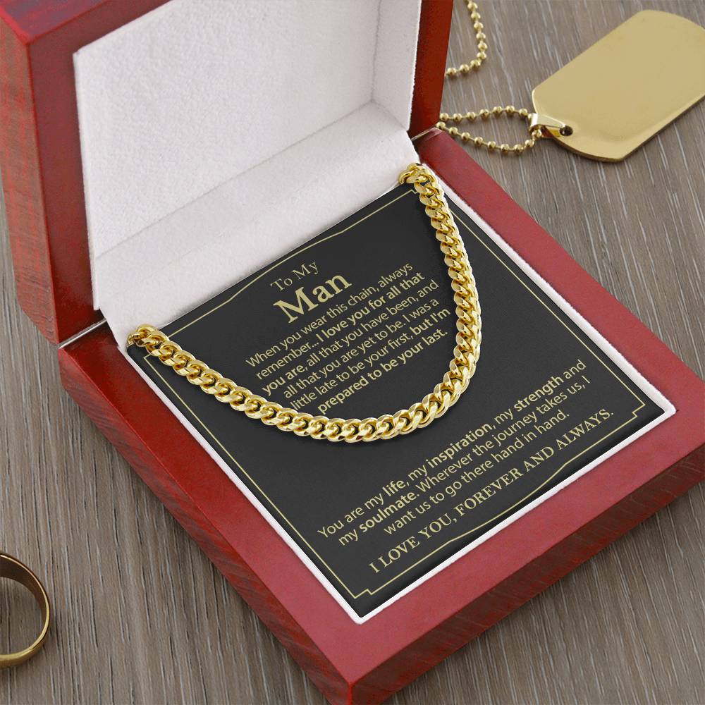 To My Man Necklace Cuban Chain Necklace For Him Romantic Birthday Gifts For Men Cuban Link Chain
