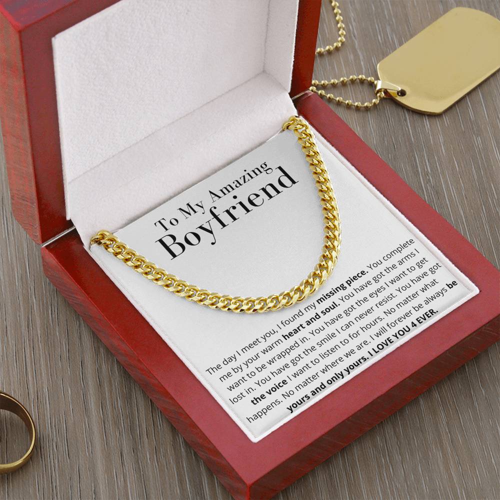 To My Amazing Boyfriend Necklace Gift From Girlfriend Anniversary Necklace Boyfriend Birthday Gift Christmas Gift Cuban Link Chain