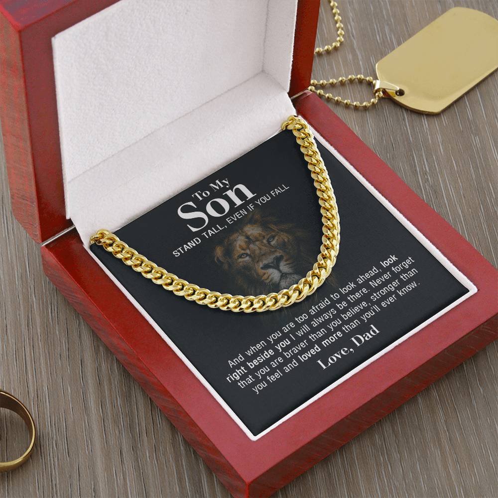 To My Son - Stand Tall From Dad - Cuban Link Chain