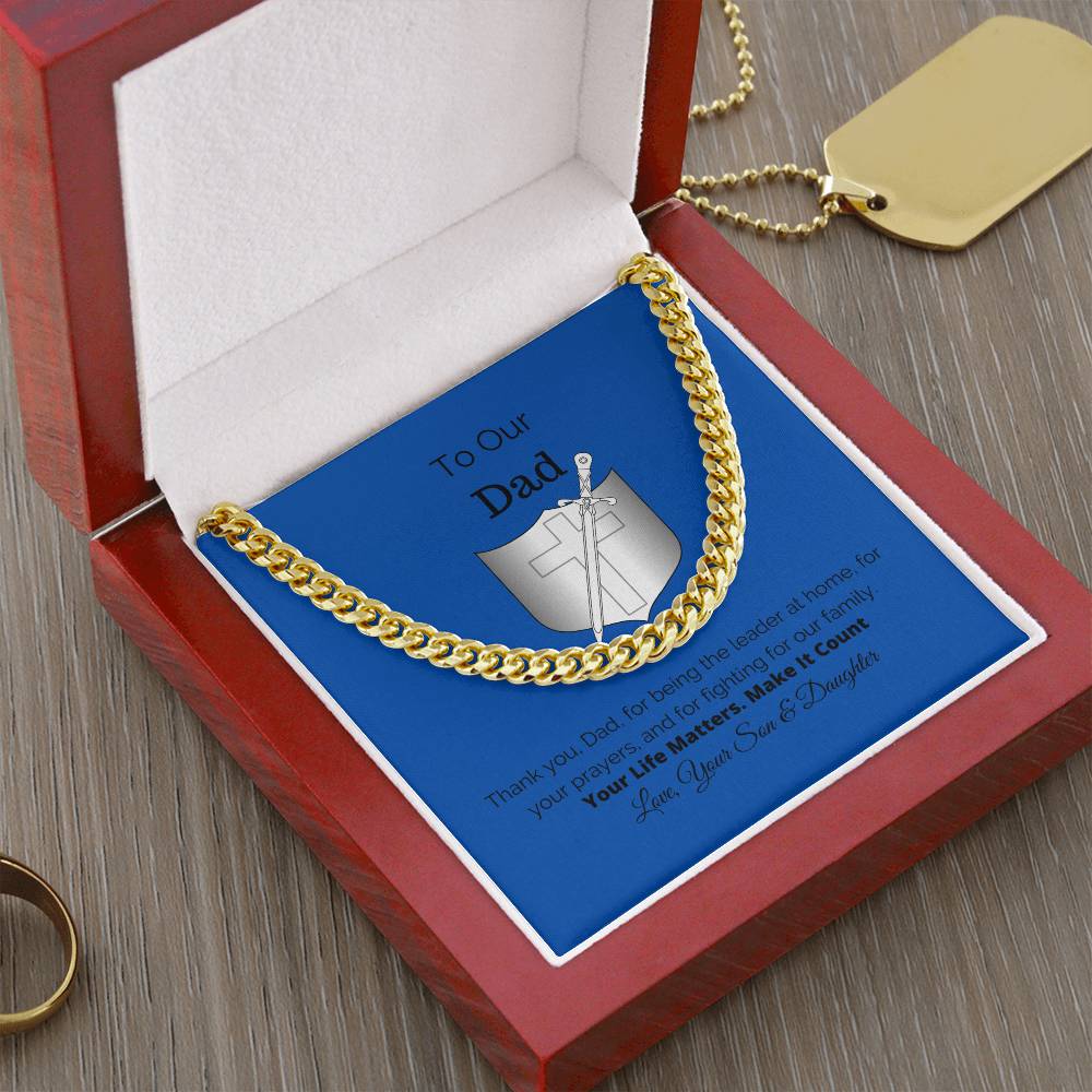 To Our Dad Gift For Him Cuban Link Chain Necklace Cuban Chain Necklace Stainless Steel 14K Yellow Gold Christmas Gift