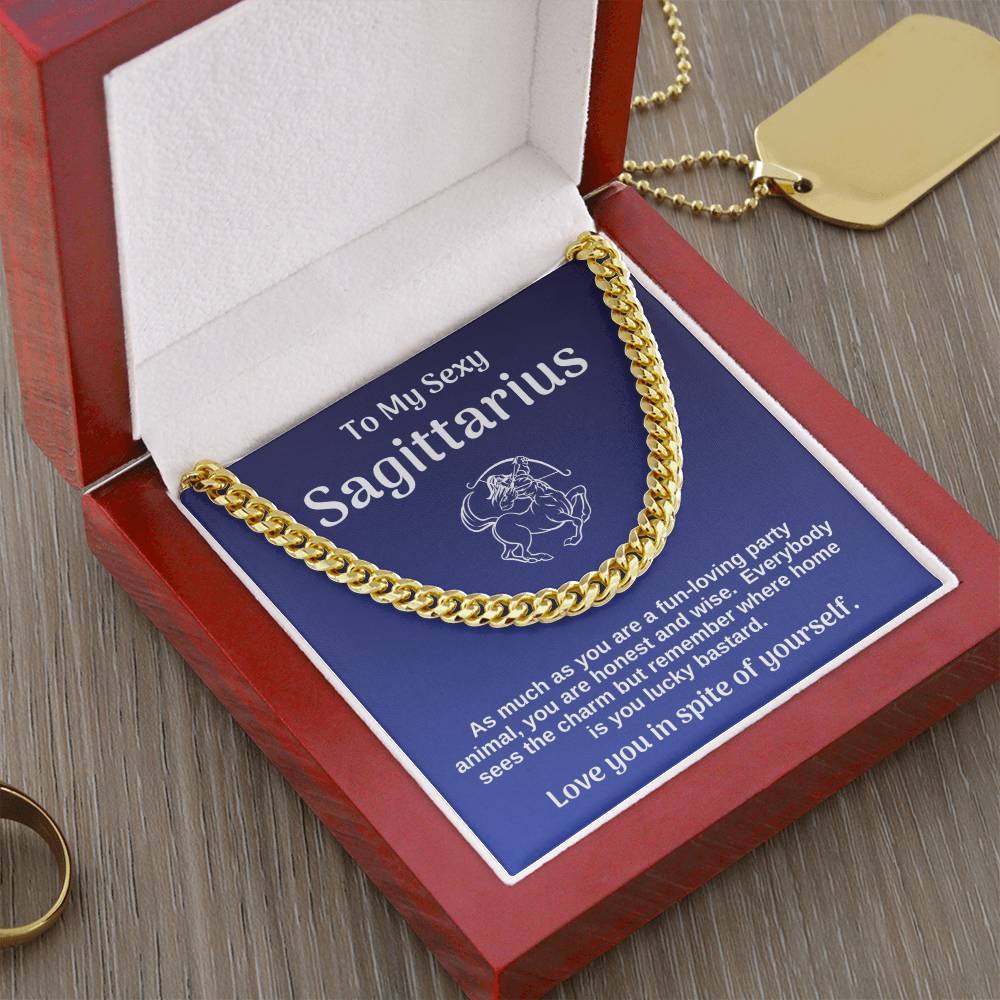 My Sexy Sagittarius Cuban Chain Link Necklace Gift From Wife Cuban Link Chain
