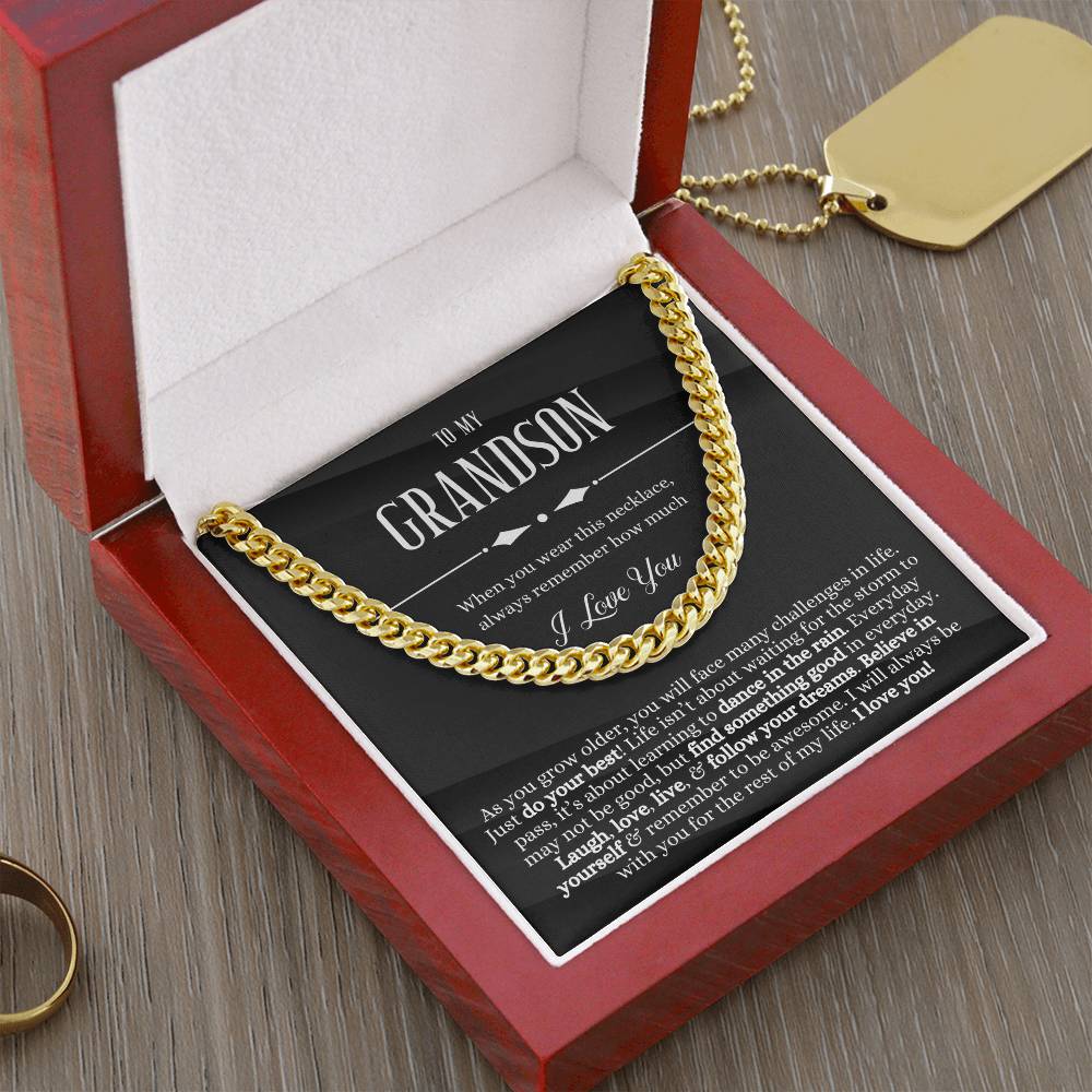 To My Grandson Sentimental Gift For Grandson Grandson Gift From Grandmagrandpa Birthday Graduation Christmas Cuban Link Chain
