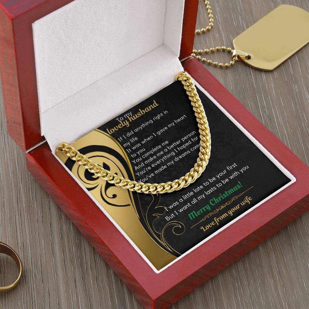 Wife To Husband Christmas Cuban Link Chain Necklace