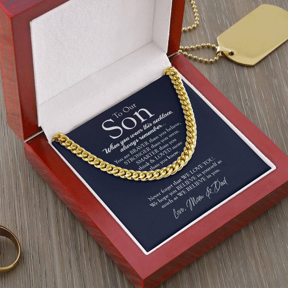 To Our Son Gift From Mom And Dad Graduation Gift For Son Birthday Gift Son Graduation Gifts Cuban Link Chain