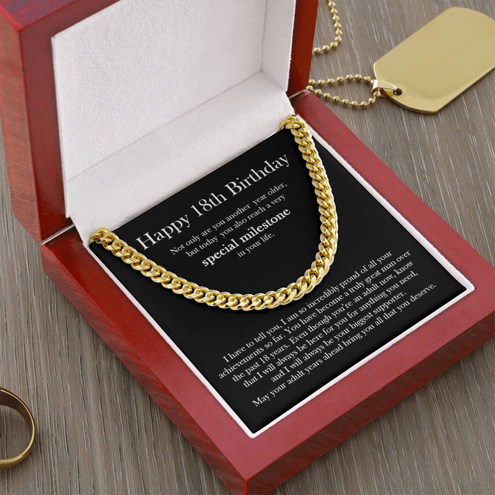 18Th Birthday Gift For Him Son Birthday Grandson 18Th Gift Cuban Link Chain