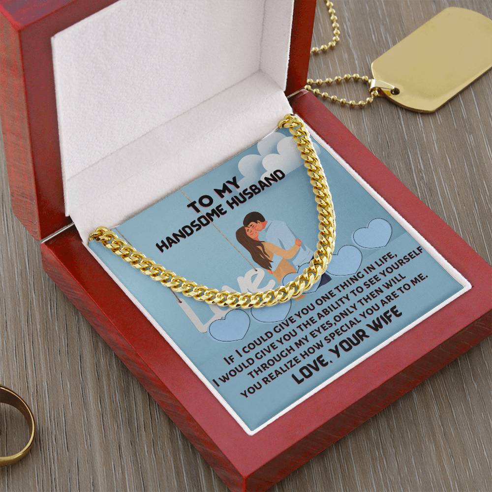 To My Dear Handsome Husband Cuban Link Chain