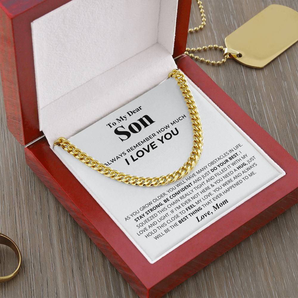 Gift To Son From Mom To My Dear Son Necklace Son Birthday Graduation Gift To Grown Up Son Cuban Link Chain