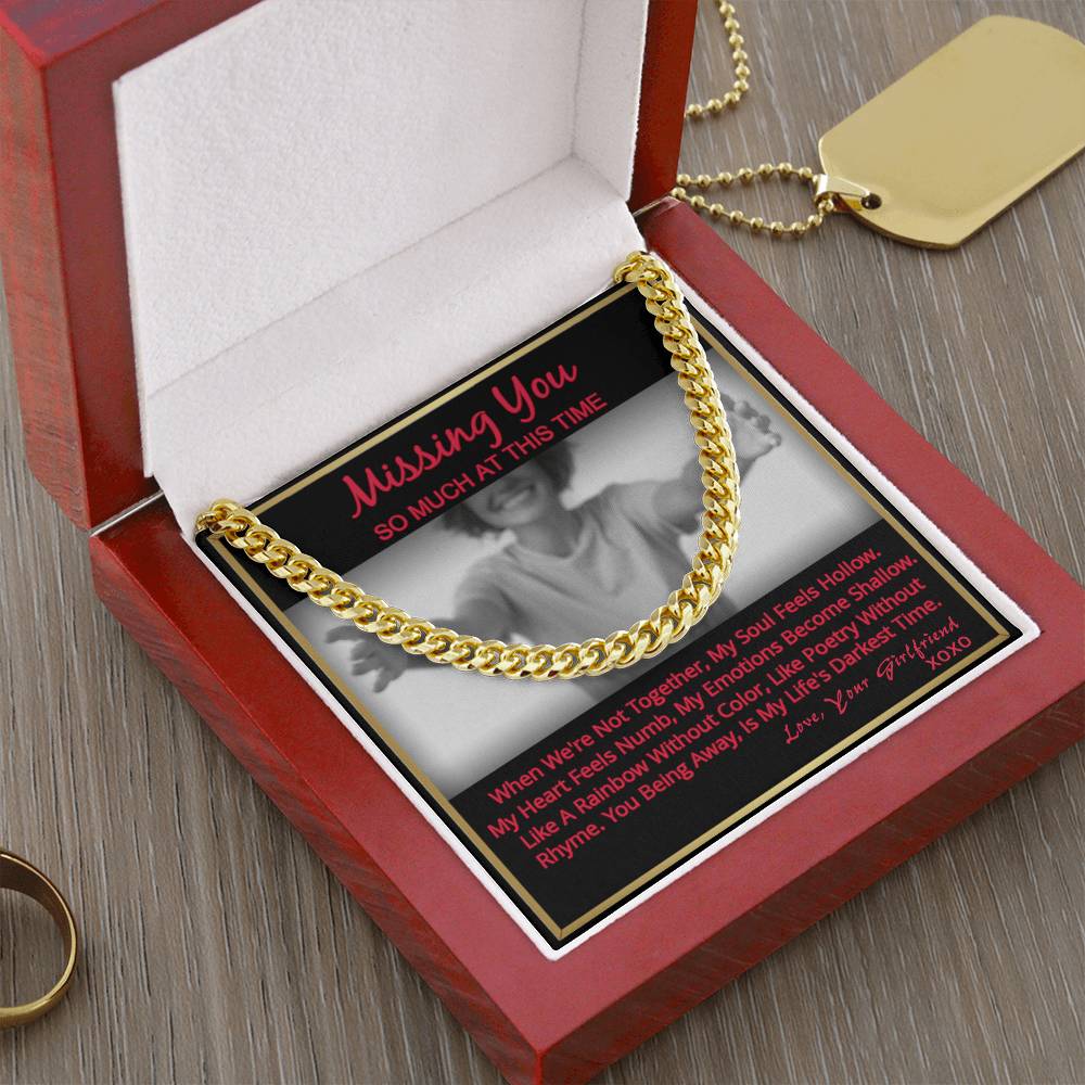 Long Distance Relationship Gift For Boyfriend Missing You Cuban Link Necklace From Girlfriend Cuban Link Chain