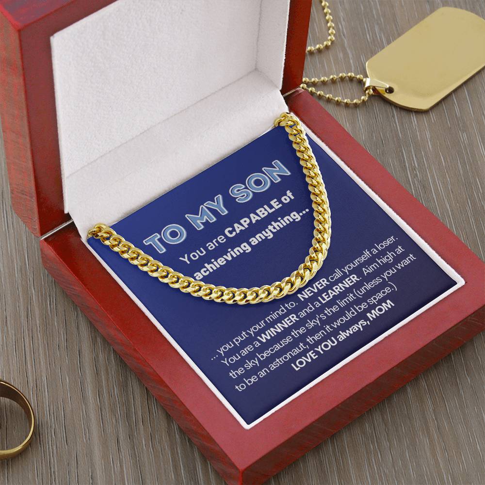 To My Son Cuban Chain Necklace Gift From Mom Cuban Link Chain