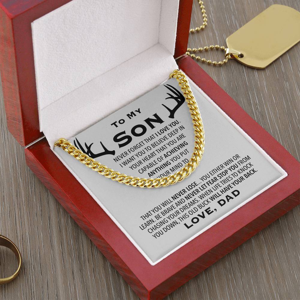 To My Son Link Chain Necklace Cuban Link Chain
