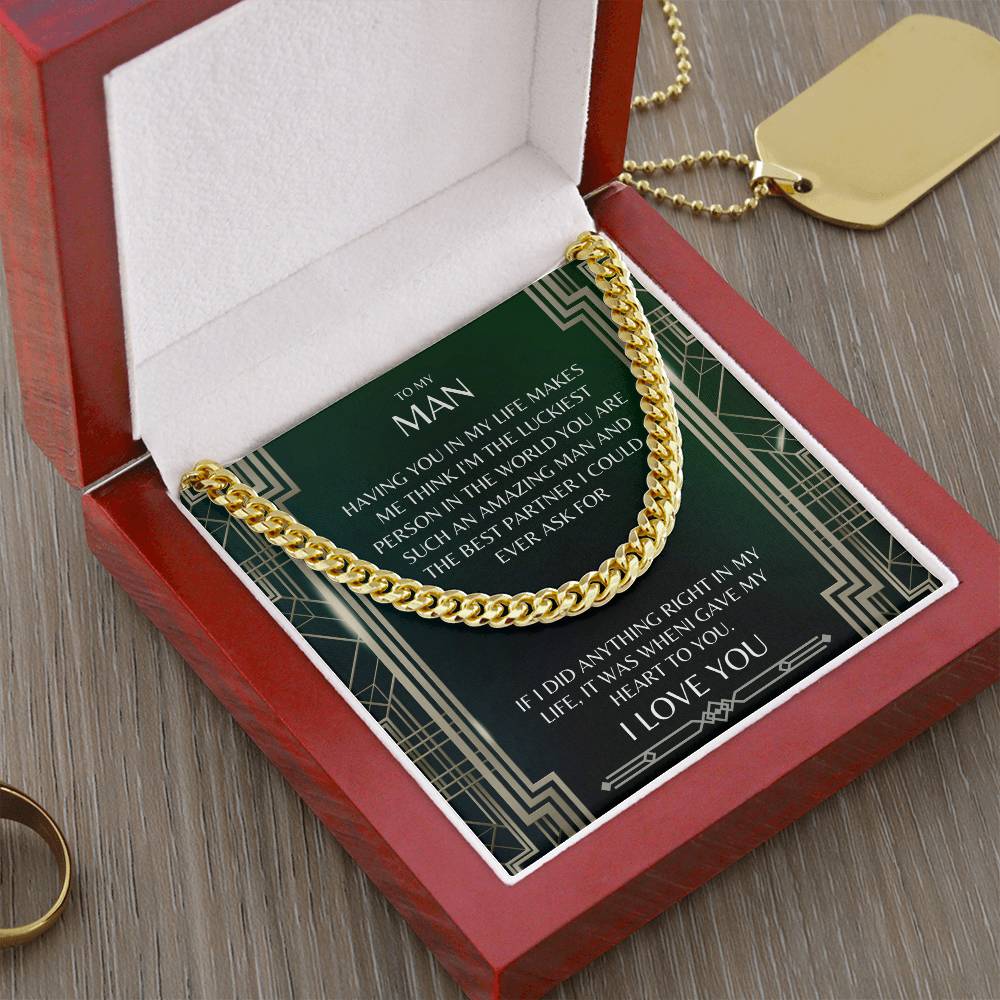I Gave My Heart To You Cuban Link Chain Necklace Prism Edition