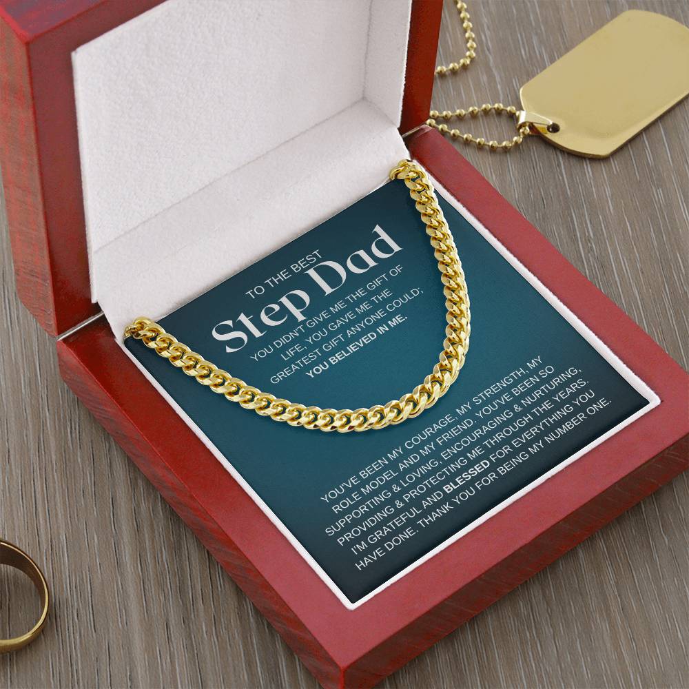 To My Step Dad Cuban Chain Necklace Gift For Step Dad Fathers Day Gift Stepdad Birthday Gift Cuban Link Chain
