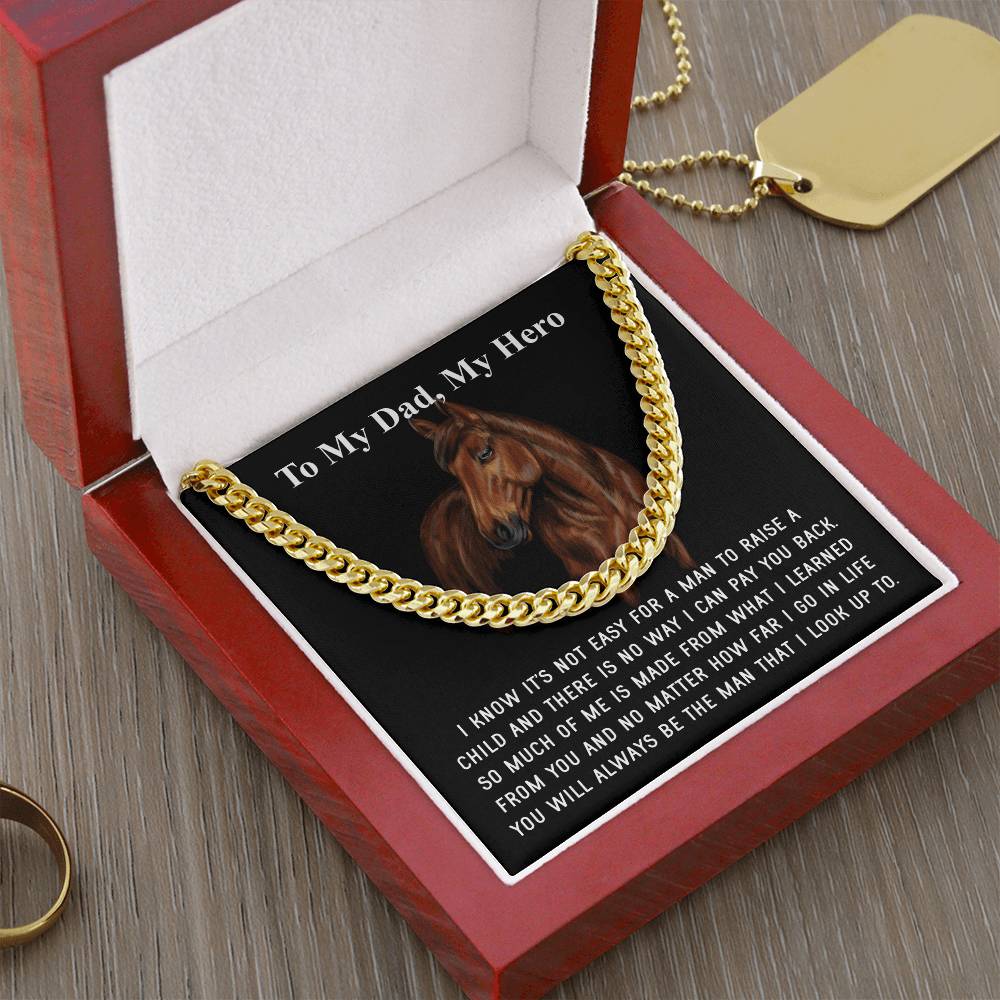 Gifts For Dad From Daughter Fathers Day Gift From Son Silver Cuban Link Chain Dad Birthday Gift For Horse Lover Father
