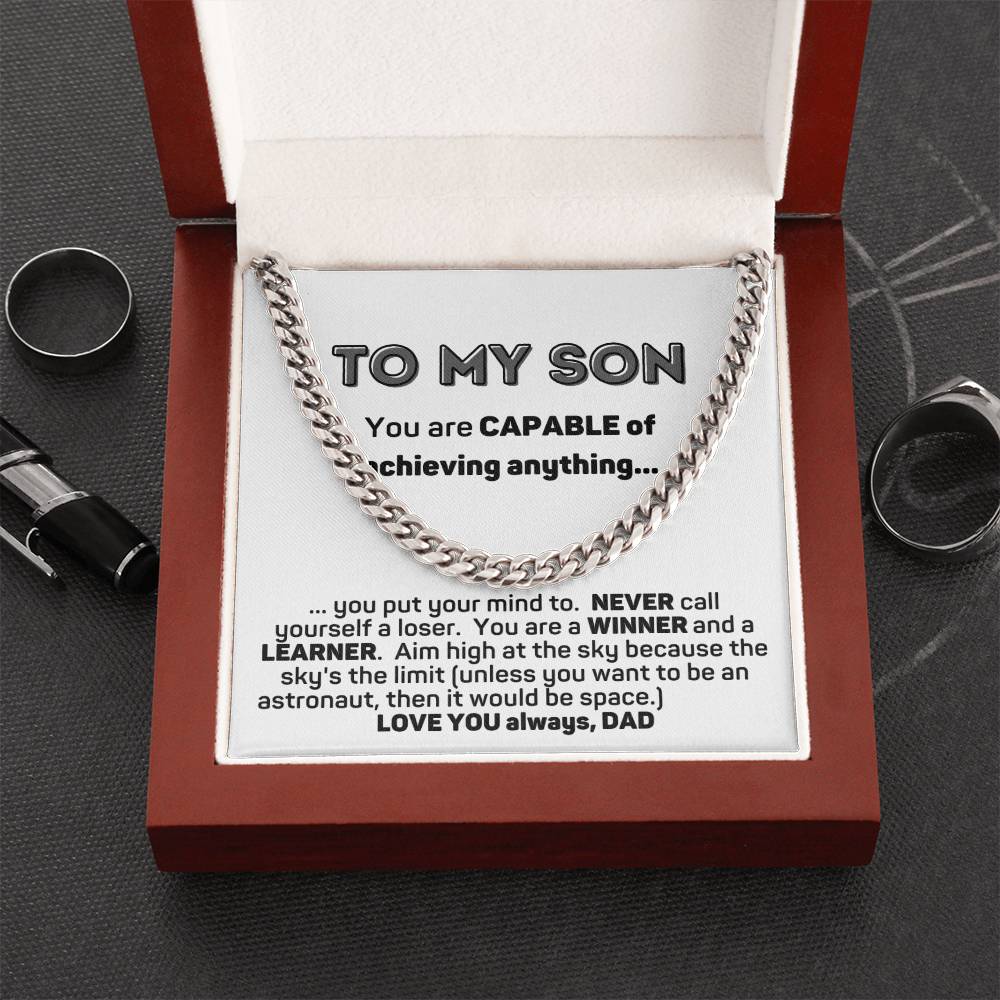 To My Son Cuban Chain Necklace Gift From Dad Cuban Link Chain
