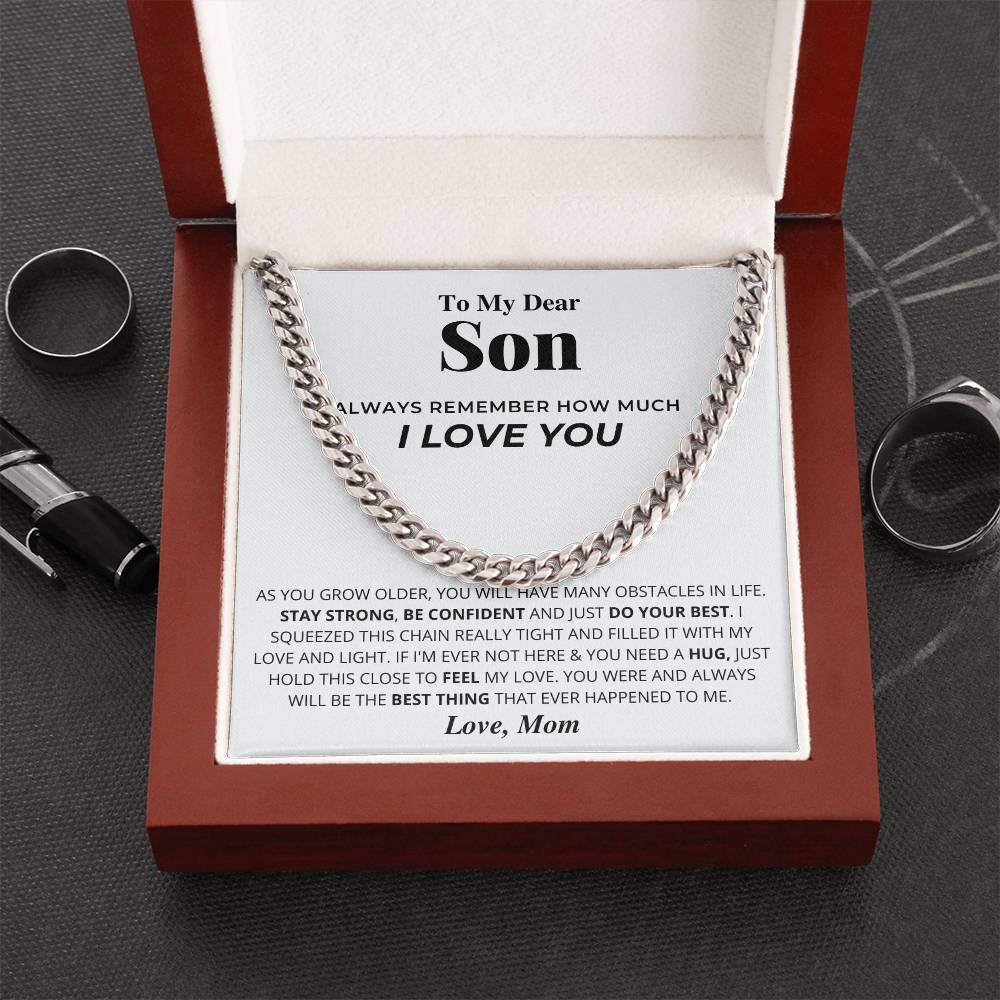 Gift To Son From Mom To My Dear Son Necklace Son Birthday Graduation Gift To Grown Up Son Cuban Link Chain