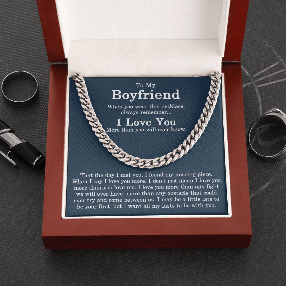 To My Boyfriend Cuban Chain Necklace Sentimental Gift For Boyfriend From Girlfriend Men Chain Necklace For Him Valenti Cuban Link Chain