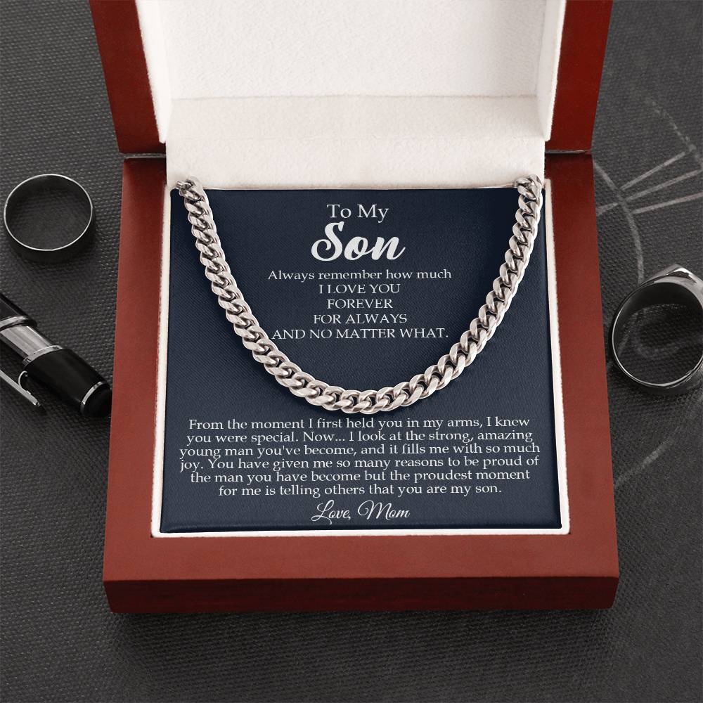 To My Son Cuban Chain Necklace Son Gifts From Mom Mother To Son Sentimental Gifts Gifts For Son Birthday Unique Gifts Cuban Link Chain
