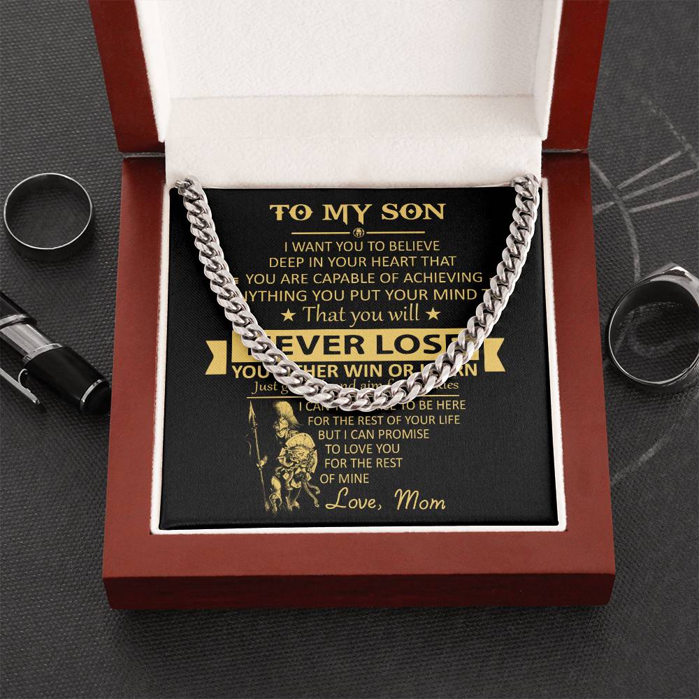 You'll Never Lose Gift For Son Cuban Link Chain Necklace