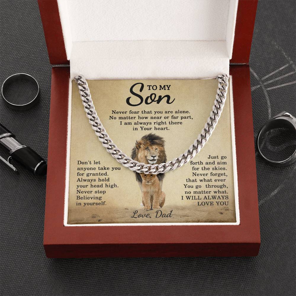 To My Son Cuban Chain Necklace Dad To Son Necklace Sentimental Gift For Son Cuban Link Chain