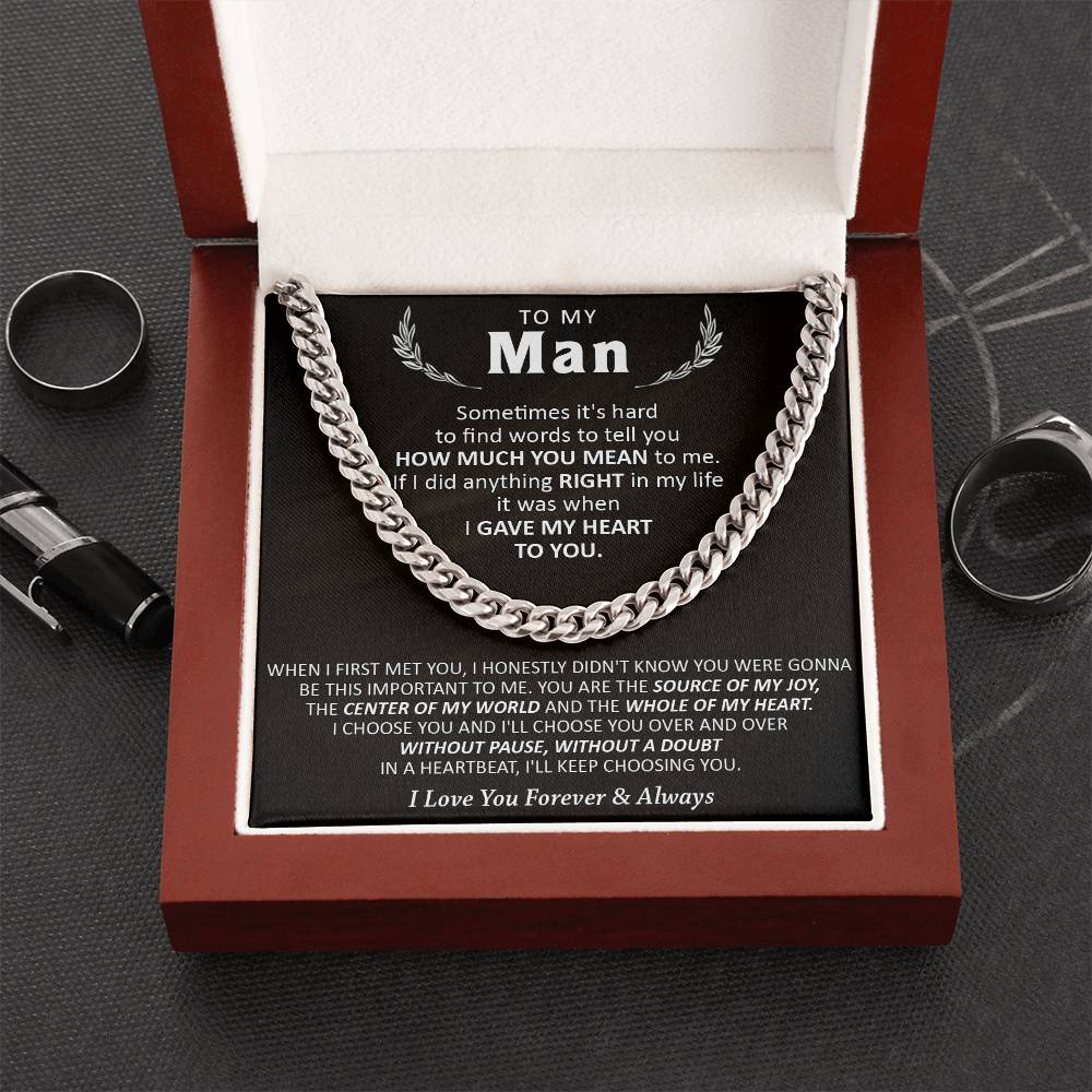 Gift For Your Man - Words - Cuban Cuban Link Chain