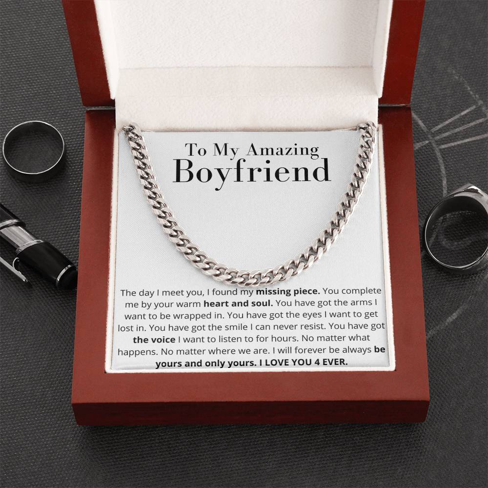 To My Amazing Boyfriend Necklace Gift From Girlfriend Anniversary Necklace Boyfriend Birthday Gift Christmas Gift Cuban Link Chain