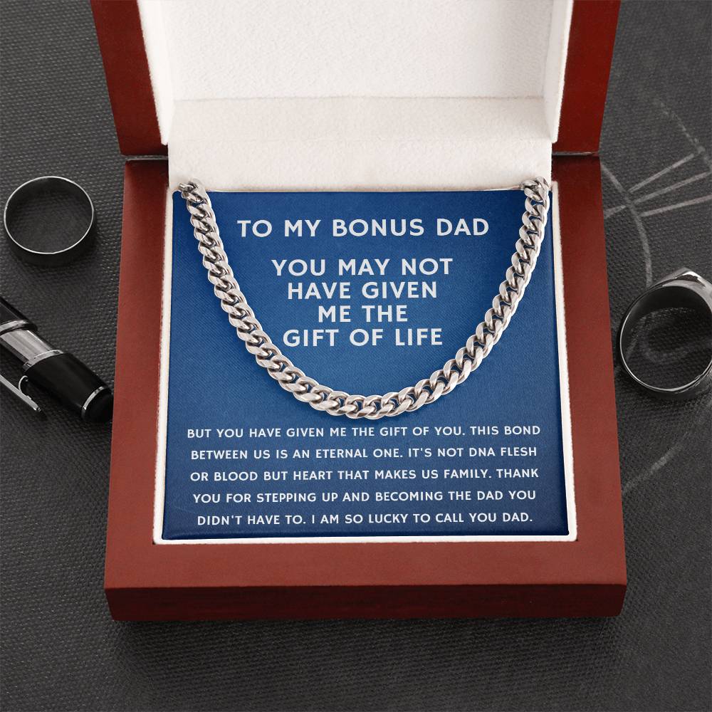 Step Dad Gift From Step Daughter Bonus Dad Gift From Bonus Son Fathers Day Sentimental Gift For Stepped Up Dad Cuban Link Chain