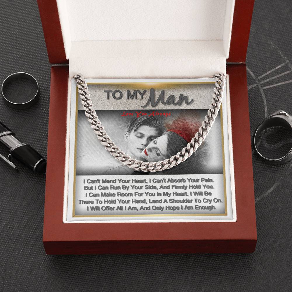 To My Man Gift For Him Romantic Birthday Gifts For Him Personalized Gift Link Chain Necklace Jewelry For Anniversary Cuban Link Chain