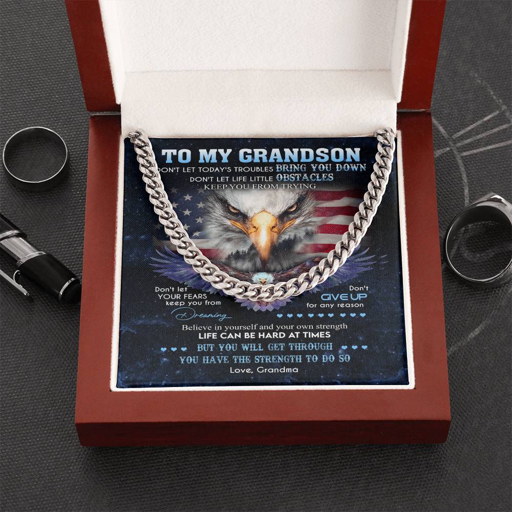 To My Grandson Cuban Link Necklace Cuban Link Chain