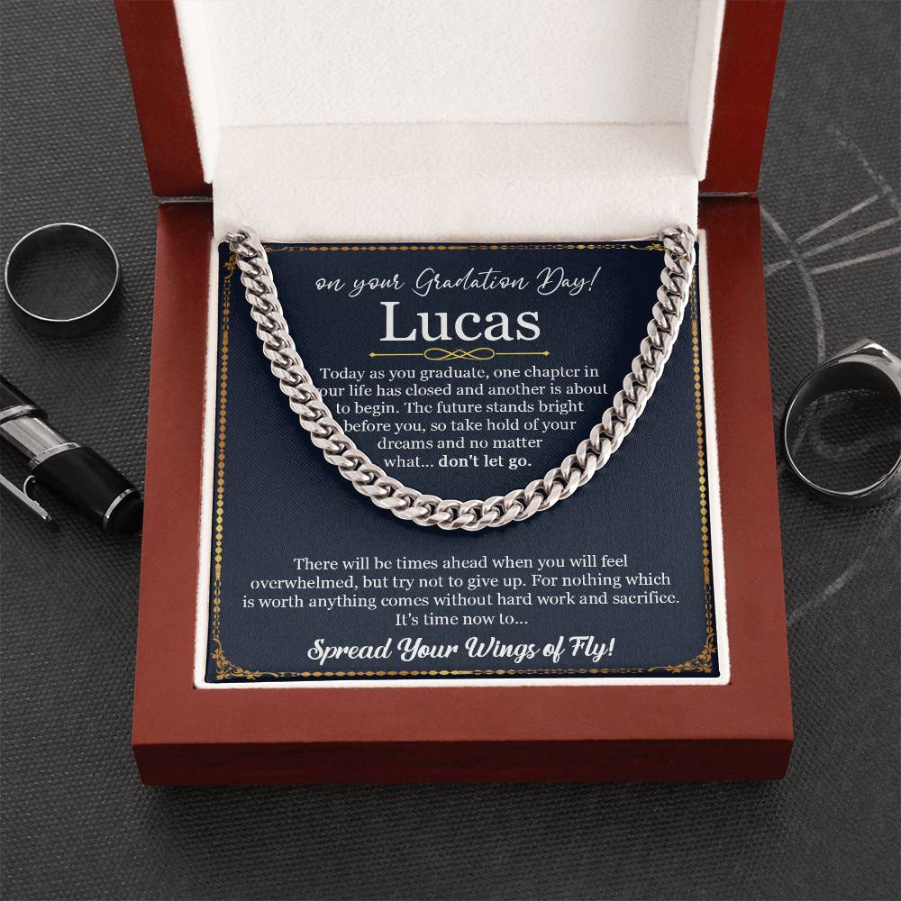 Graduation Gift For Him Son Graduation Necklace Gift From Mom Dad Hight School College Graduation Cuban Link Chain