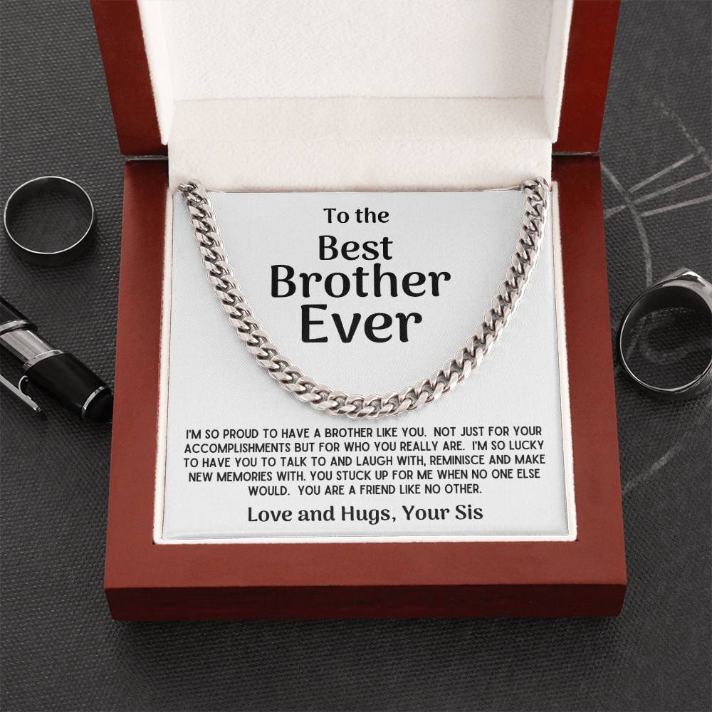 Best Brother Ever Cuban Chain Necklace Gift From Sis Cuban Link Chain